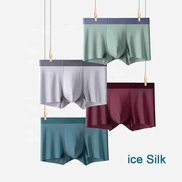 Men's Ice Silk Briefs Boxers (Pack of 3) Assorted Design