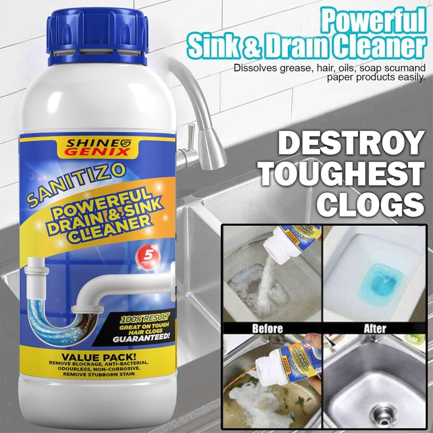 Sanitizo Powerful Drain & Sink Cleaner Powder 250 gm (Pack of 4)